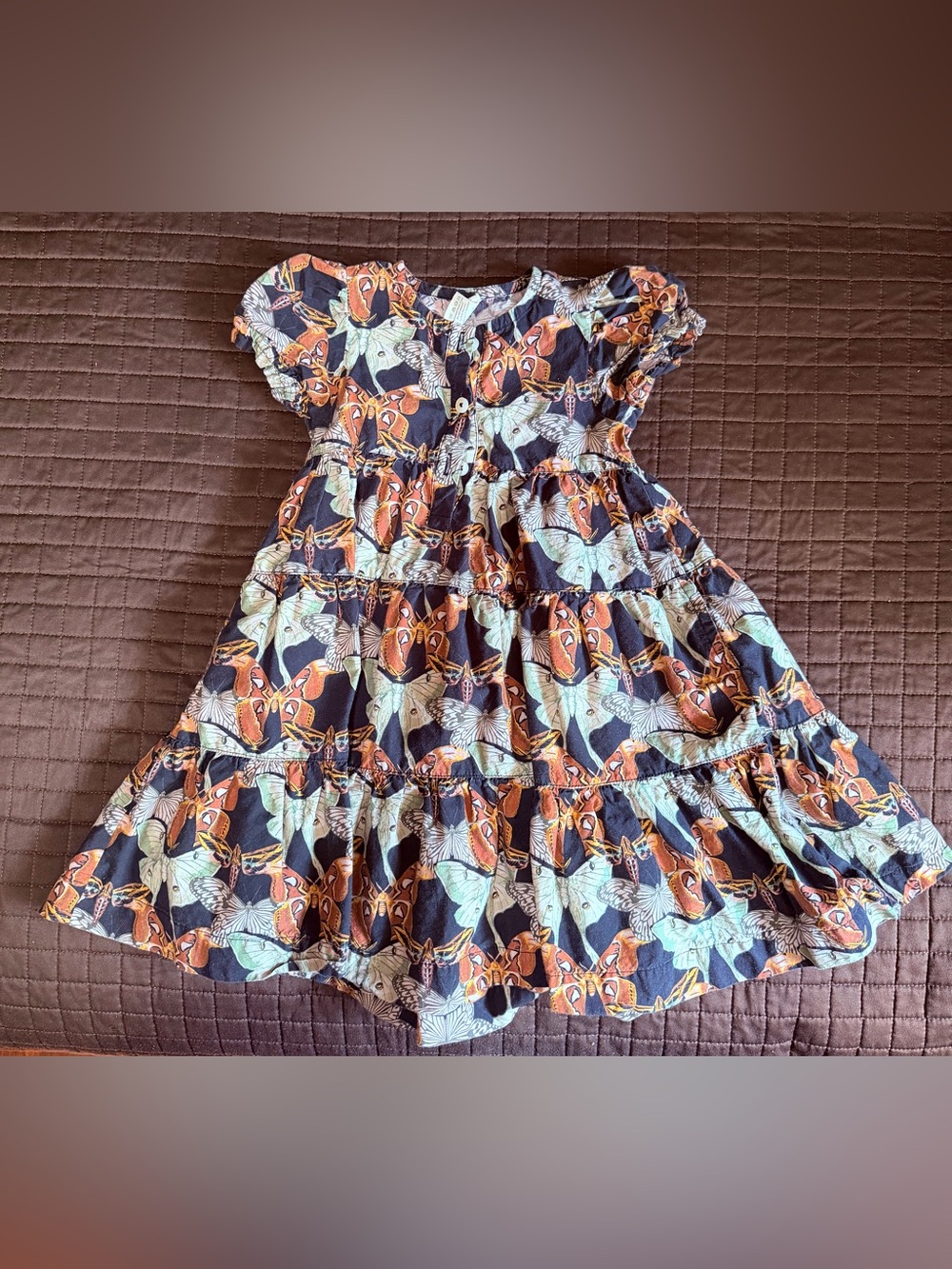 Kate Quinn | puff sleeve prairie dress | moth wallpaper | 18-24m
